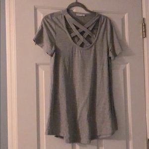 Loveriche grey criss cross T-shirt